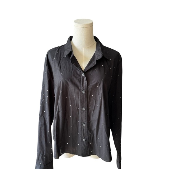 J. Crew - NWT Rhinestone Modern Button Up Blouse Top Sz L - Picture 2 of 7
